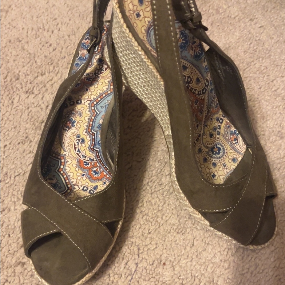 Olive Green Wedge Sandals